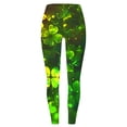 thumbnail image 3 of St. Patrick's Day Outfits Women Holiday Festive Leggings Leaves Print Tights Casual Yoga Green Pants Full Length (XL, Green 01), 3 of 6