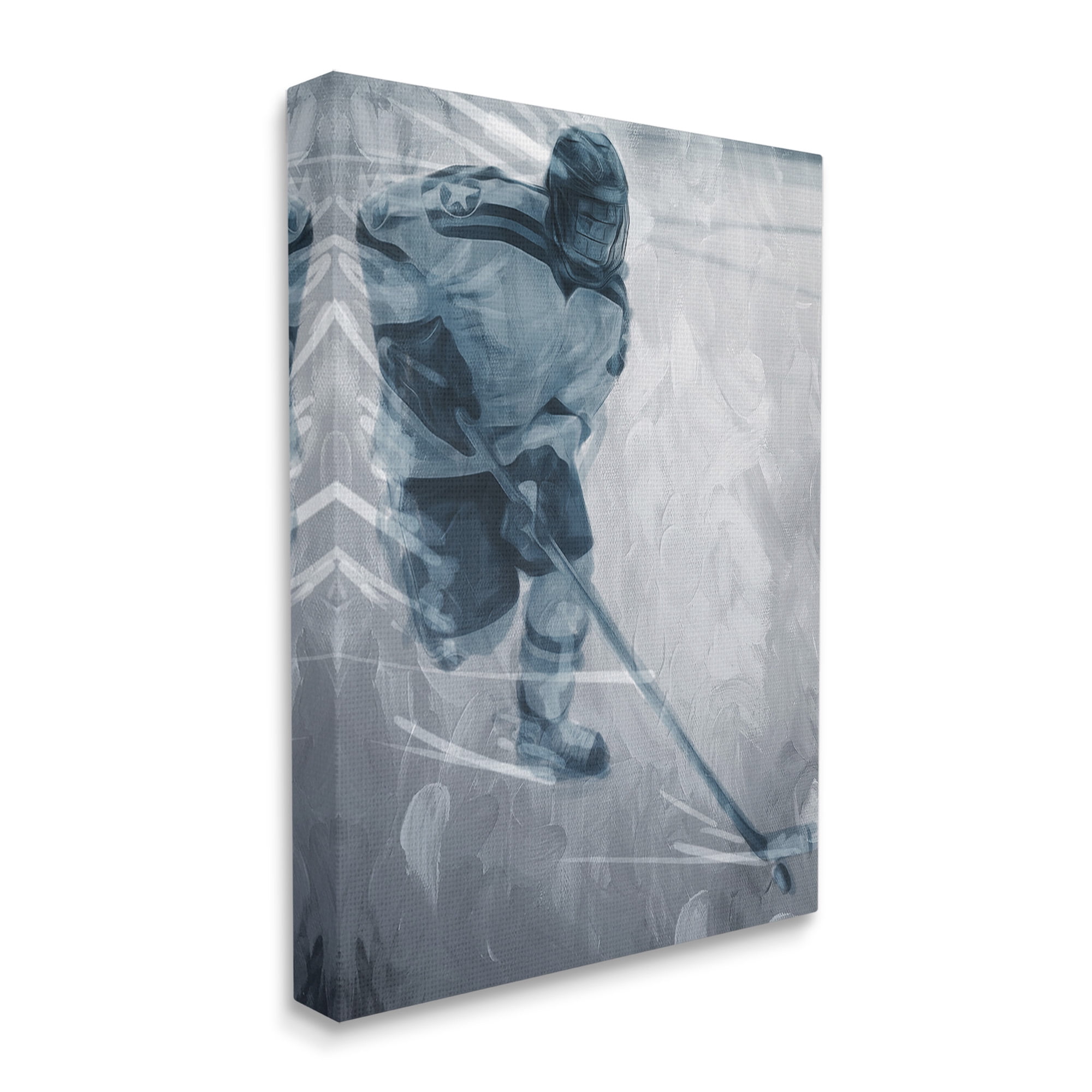 Stupell Industries Hockey Player on Ice Sports Painting Gallery Wrapped Canvas Art Print Wall Art, 16 x 20