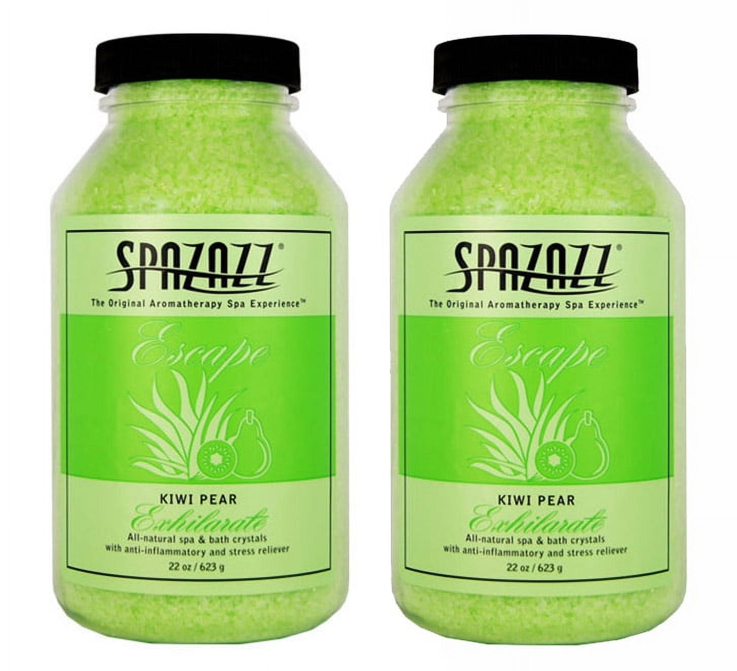 Spazazz Aromatherapy Escape Kiwi Pear Exhilarate Spa and Bath Crystals, 2 Pack (22 oz Each). Crystals and Bath Salts for Hot Tub and Bathtub Spa - Aromatherapy Scented Salts for Relaxation!