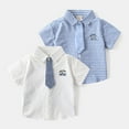 thumbnail image 2 of Emy Dola Toddler Boy Button Down T-Shirts Summer Short Sleeve School-Themed Plaid Dress Tops with Tie，2-8 Years, 2 of 9