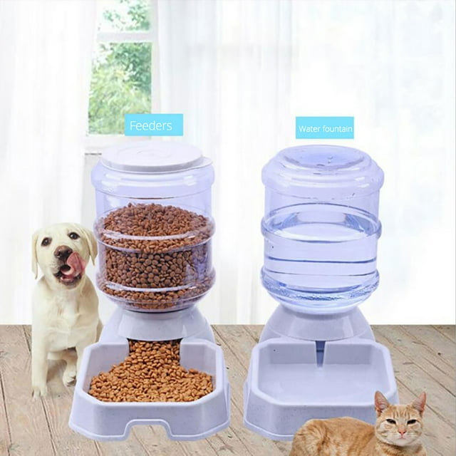 Flmtop 3.8L Automatic Pet Feeder Dog Cat Drinking Bowl Large Capacity Water Food Holder Pink