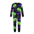 thumbnail image 4 of Halloween Pajamas, Halloween Matching Family Pajamas Green Pumpkin Bat Print Long Sleeve 2Pcs Pj Set Soft Sleepwear Nightwear Loungewear Holiday Party Costume Festive Cool Spooky Season for Family, 4 of 6