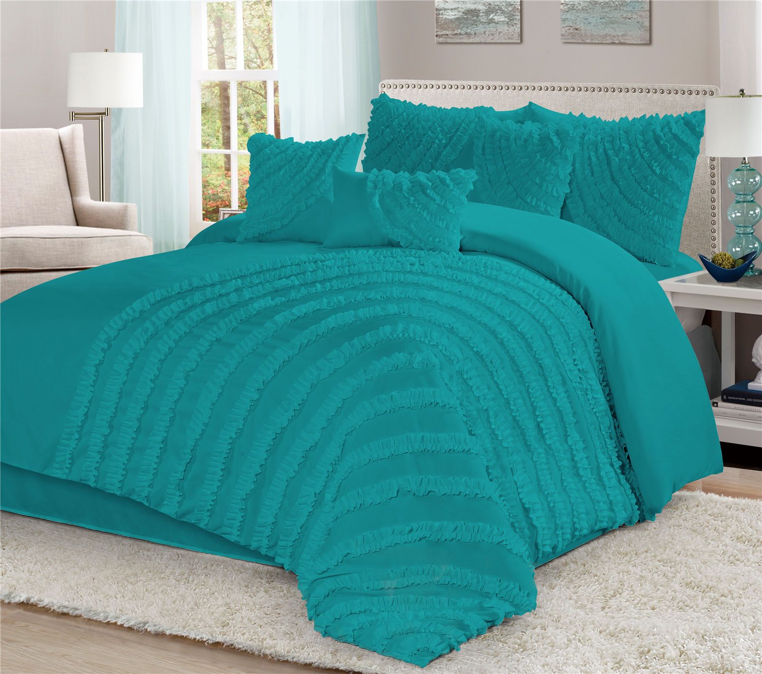 7 Piece Hillary Bed in a Bag Clearance bedding Comforter Set Fade