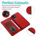 thumbnail image 4 of Dteck Case for Apple iPhone 11 6.1-inch,Detachable Case Card Holder Wallet Magnetic Leather 2 in 1 Design Shockproof Kickstand Cover Support Magnetic Car Mount Case,Red, 4 of 7