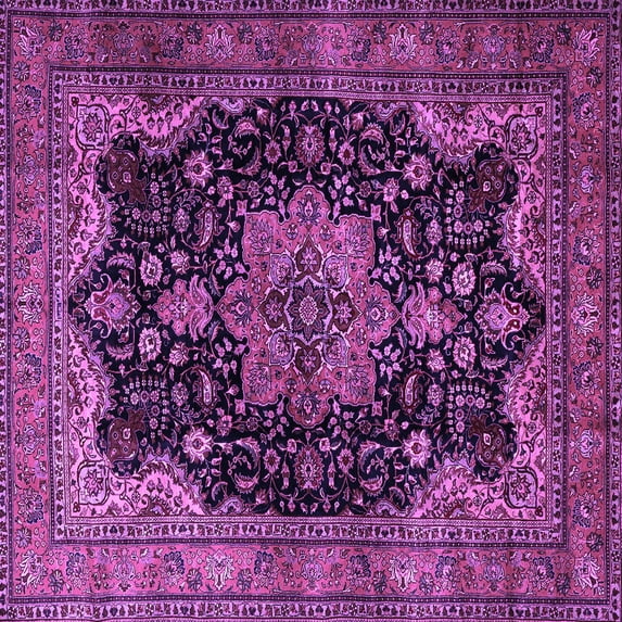 Ahgly Company Indoor Square Persian Purple Traditional Area Rugs, 8' Square