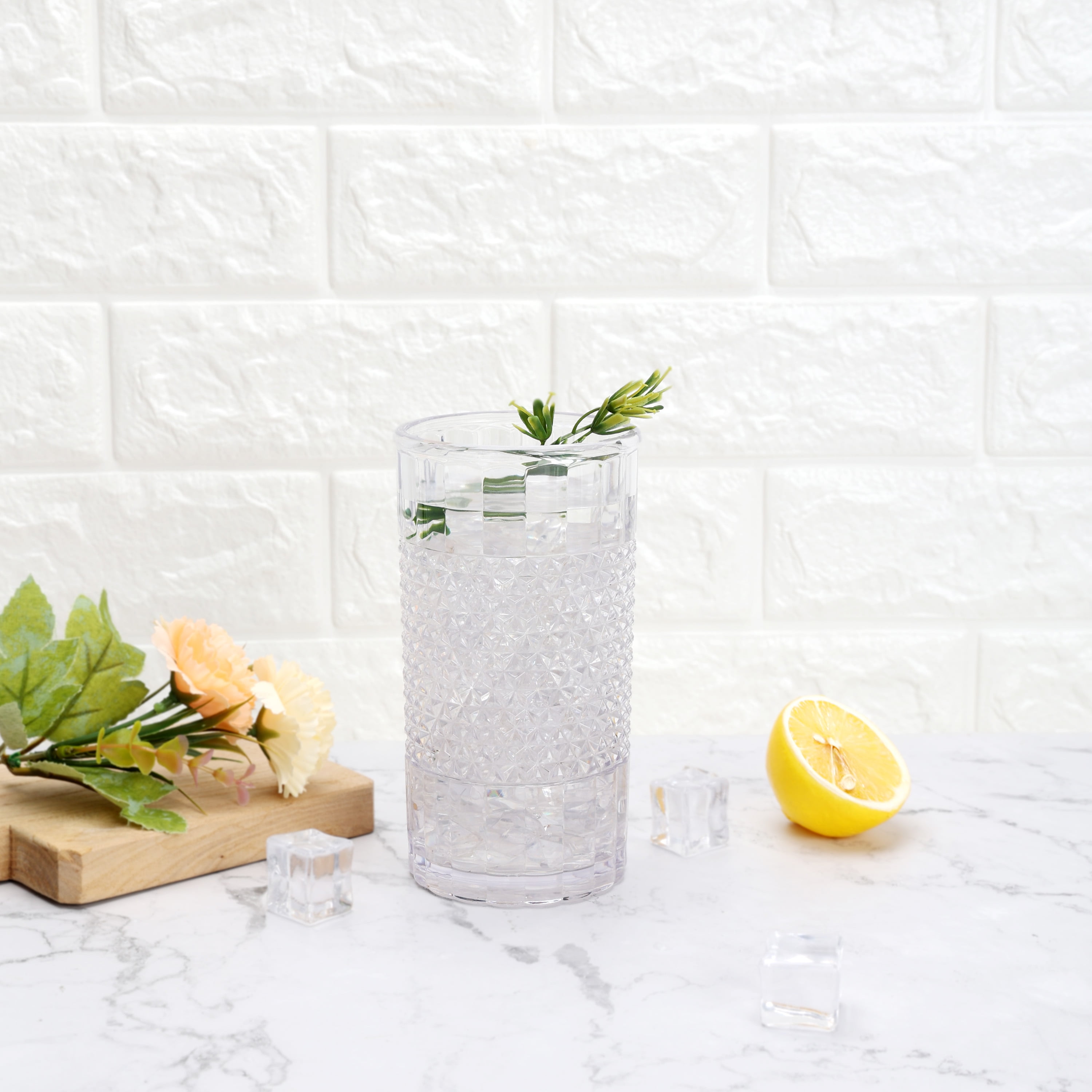 (6 pack) Mainstays 20 oz Clear Tall Acrylic Diamond Texture Tumbler