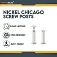 thumbnail image 2 of 20 Pack of Silver Aluminum Screw Posts, 25mm Metal Chicago Screw Post Binding Screws for Scrapbooking, Photo Albums, Binding, Leather Screw Nail Rivet Button Solid Belt Tack Screw, 2 of 6