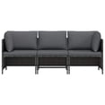 thumbnail image 3 of vidaXL 3-Seater Garden Sofa with Cushions Grey Poly Rattan, 3 of 4