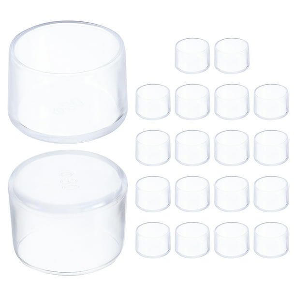 Uxcell 20 Pcs Protectores de Suelo de Silicona para Patas de Silla 30 mm/1.2" Redondos Tapas Antideslizantes para Patas de Silla en Pisos de Madera Reducen Ruido y Rasguños, Transparente