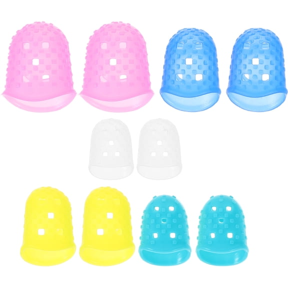 Worgeous 10 Pcs Silicone Fingertip Protector Assorted Covers Chopping Office