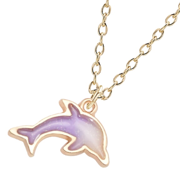 UPOUART Cute Dolphin Pendant Necklace in Alloy Violet Color, Style Jewelry Gift for Friends, 1 Piece