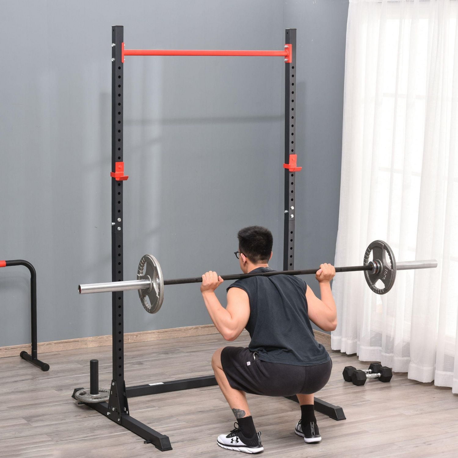 Strength Power Squat Rack Barbell Lifting Pull Up Weight Stand Home Gym