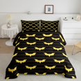 thumbnail image 2 of Manfei Bat Silhouette Full Size Comforter Sets, Happy Halloween Bedding Comforter Set, Festival Theme Bedding Sets, Black Gold Bedroom Decor, Reversible 3pcs, 2 of 8
