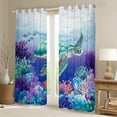 thumbnail image 2 of Erosebridal Kawaii Sealife Curtains Pack of 2 (38x45), Sea Turtle Curtains for Living Room, Purple Coral 30%-50% Black Out Curtains, Bedroom Curtains Bedroom Decorative, 2 of 5