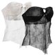 thumbnail image 2 of Lace Tube Tops For Women Sleeveless Off Shoulder Vest M Black Asymmetrical Split Design 2Set, 2 of 2