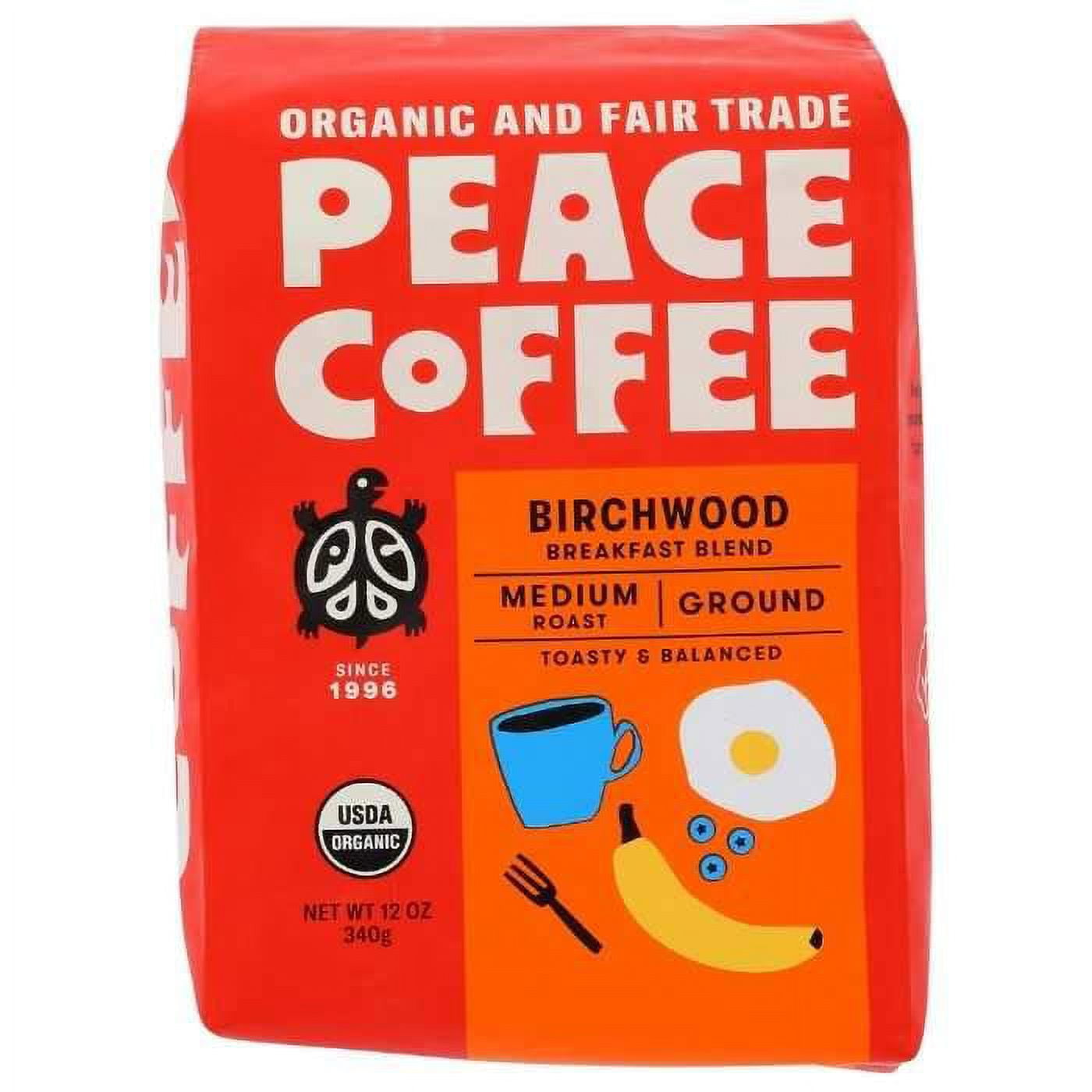 Peace Coffee Whole Bean Birchwood Breakfast Blend 12 oz