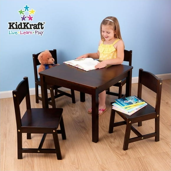 KidKraft Table de Ferme et Quatre Chaises en Espresso
