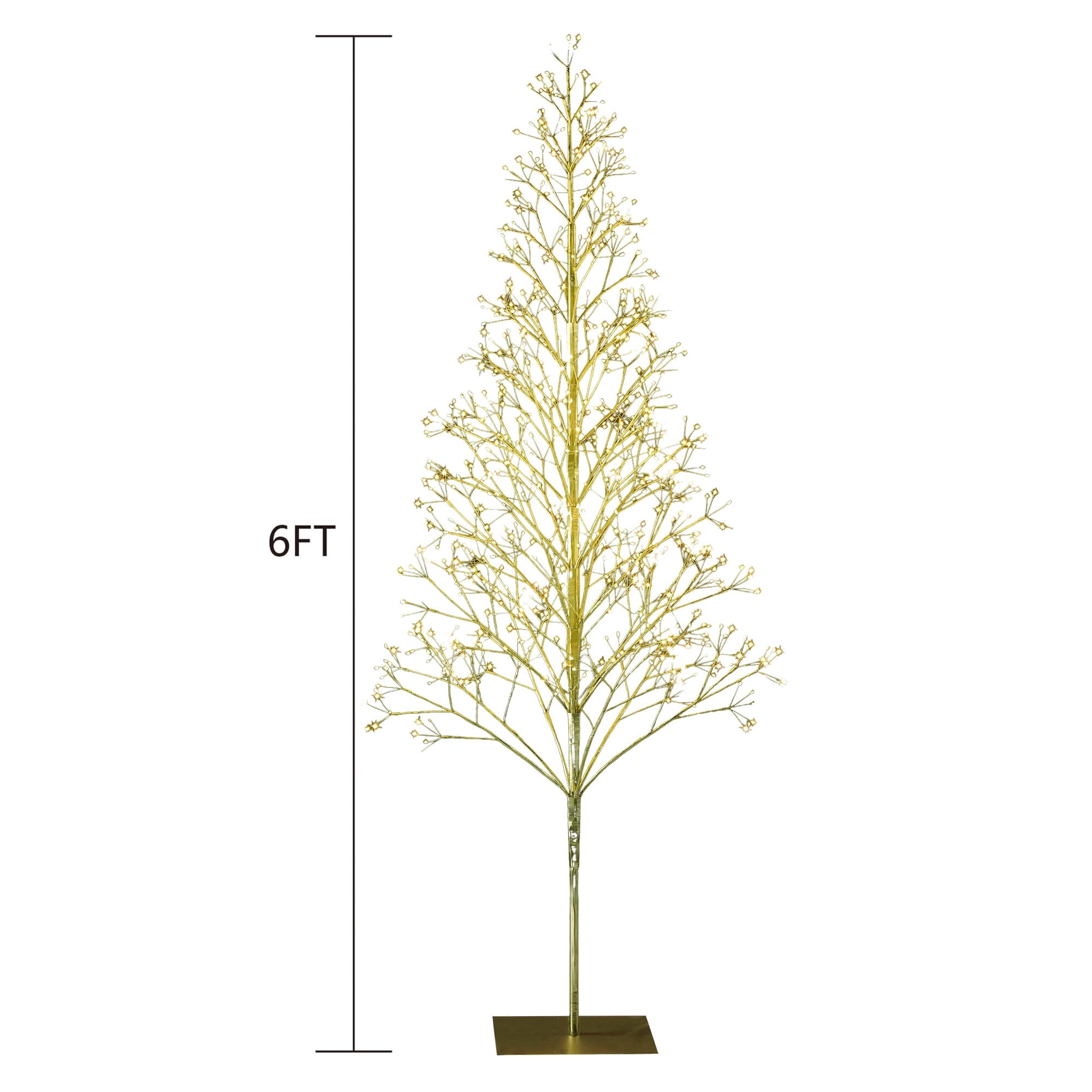 6' Pre-Lit Starburst Tree with 800 Warm White Twinkling LED Lights, by Holiday Time