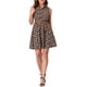 thumbnail image 2 of Vestido sin mangas de media abertura con estampado floral para mujer Inspire Chic, largo hasta la rodilla, con cinturón, en color marrón-rosa floral, 2 of 7