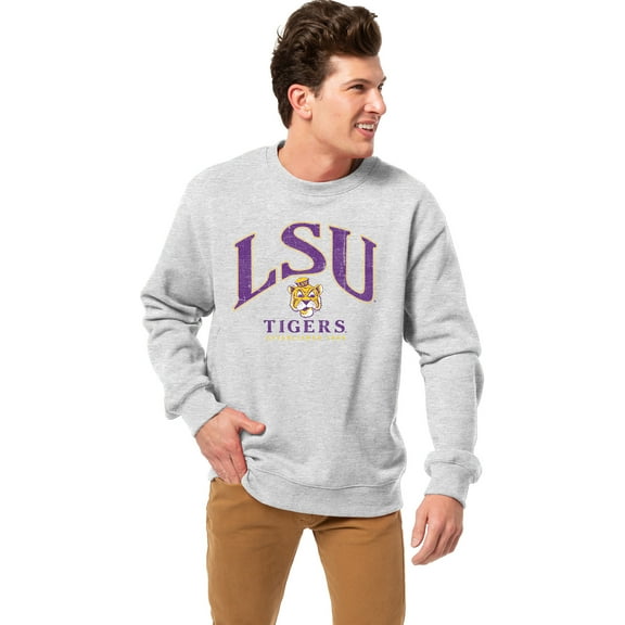 Men's League Collegiate Wear Heather Gray LSU Tigers Essentials 2.0 Fleece Pullover Sweatshirt