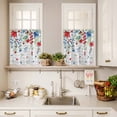 thumbnail image 3 of 3 Piece Kitchen Curtains and Valances Set Blue Floral Cafe Curtains 24 Inch Length Red Flowers Country Leaves Rustic Plaid Valance & Tier Curtain for Living Room Bedroom Window 54"x18"+27"x24"*2, 3 of 6