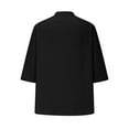 thumbnail image 5 of Yigetop Womens Tops Casual! Button Down Shirt for Women Summer Cotton Linen 3/4 Sleeve Blouse Casual V Neck Collarless Beach Top with Pockets 3/4 Length Sleeve Womens Tops Black S, 5 of 6