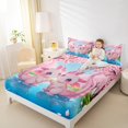 thumbnail image 4 of Homewish Cartoon Animal Axolotl Twin Sheet Sets,Cherry Blossom Twin Fitted Sheet,Pink Blue 03,For Girls,Microfiber Bedroom Decor,3-Piece, 4 of 7