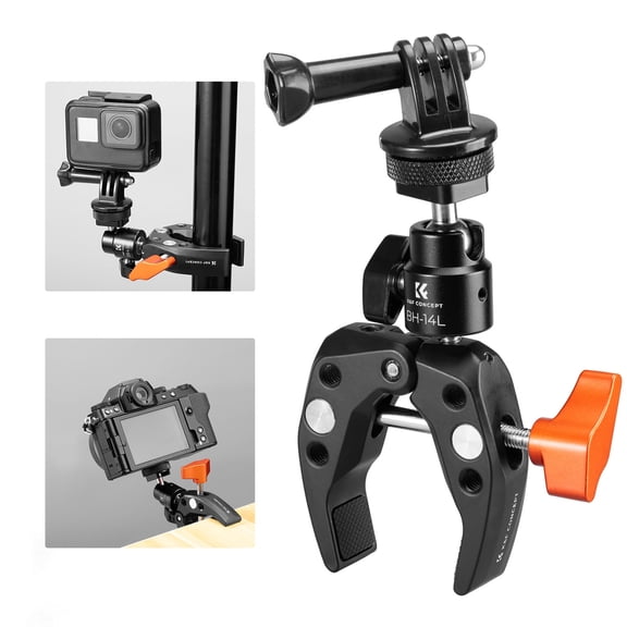 K&F CONCEPT Super Clamp Mount with 1/4" Screw Ball Head Mount