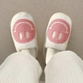 thumbnail image 4 of Pantuflas con cara sonriente fpr para mujer, pantuflas con cara feliz, pantuflas retro de felpa suave y cálidas, pantuflas acogedoras para interiores y exteriores con espuma viscoelástica, 4 of 5