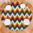 thumbnail image 2 of Orange Geometric Pattern Round Fitted Tablecloth with Elastic Edge,Dining Table Cover Waterproof,Outdoor Round Tablecloth for Camping,Dining,Indoor and Outdoor, 2 of 7