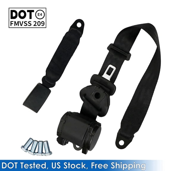 Hizpo Universal 3 Point Retractable Car Seat Belt Vehicle Adjustable Safty Seatbelt Straps Kit For Sedan, SUV, RV, Pickup Truck, Golf Cart