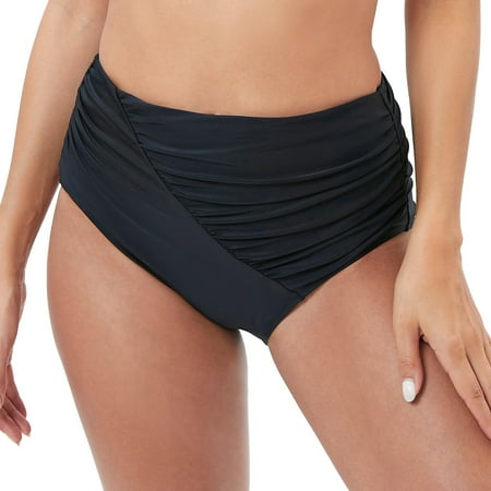 PEASKJP Women High Waist Ribbed Bikini Bottom Brief Panties Bikini Panty Black L