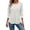White, variant on QQZ Oversized Waffle Knit Crewneck Long Sleeve Top For Women, Solid Color Curved Hem Casual Basic Shirt, Fall Outfits For Women, Daily Office Weekend Layering Wear