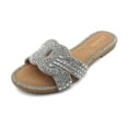 thumbnail image 5 of COM STAR Women’s Rhinestone Slide Sandals Sparkly Dressy Flat Sandals Fashion Summer Slip On Sandals for Party, Vacation and Casual Wear, 5 of 6