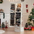 thumbnail image 6 of Joaxswe 360° Swivel Jewelry Cabinet with Full Length Mirror Modern Adult Accessory Armoire, Rustic White, 6 of 9