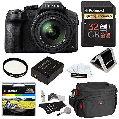 Panasonic Lumix G Leica Panasonic LUMIX DMC FZ300 4K, Point and Shoot Camera with Leica DC Lens 24X Zoom Black + Polaroid Accessory Kit + 32GB Class 3 SD Card + Ritz Gear Bag + Spare Battery + Filter + Cleaning Kit + More ()