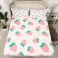 thumbnail image 3 of Feelyou Girly Pink Strawberry Twin Sheet Sets, Kawaii Stars Print Twin Fitted Sheet, Teens Kids Girls Women Flat Sheet, Super Cozy Room Decor, 3pcs, 3 of 8