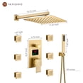 thumbnail image 3 of Mondawe Digital Display Shower Faucet Set System 12" Wall/Ceiling Mount Rain Thermostatic Rainfall Head with Handheld Shower and 6 Body jet, 3 of 12