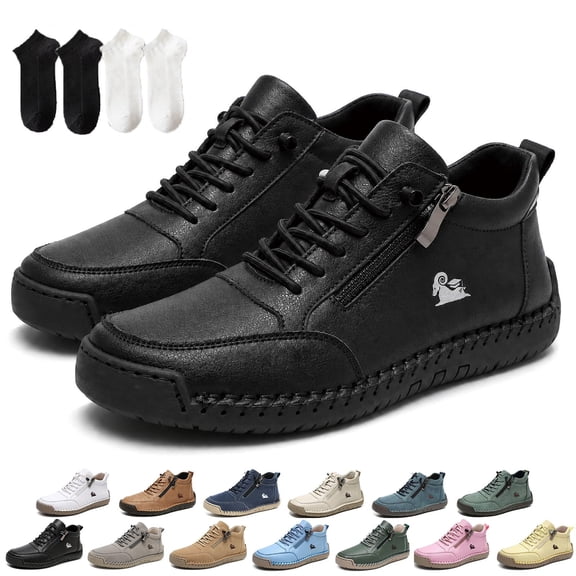 2027 New Unisex Comfortable Orthopedic Zipper Sneakers, Wide Toe Walking Shoes, Easy Side Zip, Flexible Cushioned Sole