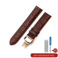 thumbnail image 3 of Para hombres y mujeres, correa de reloj de piel auténtica de vaca resistente al agua, color negro y marrón, de 18, 20, 21 y 22 mm, para Tissot, Longines, Casio, Seiko, 3 of 5