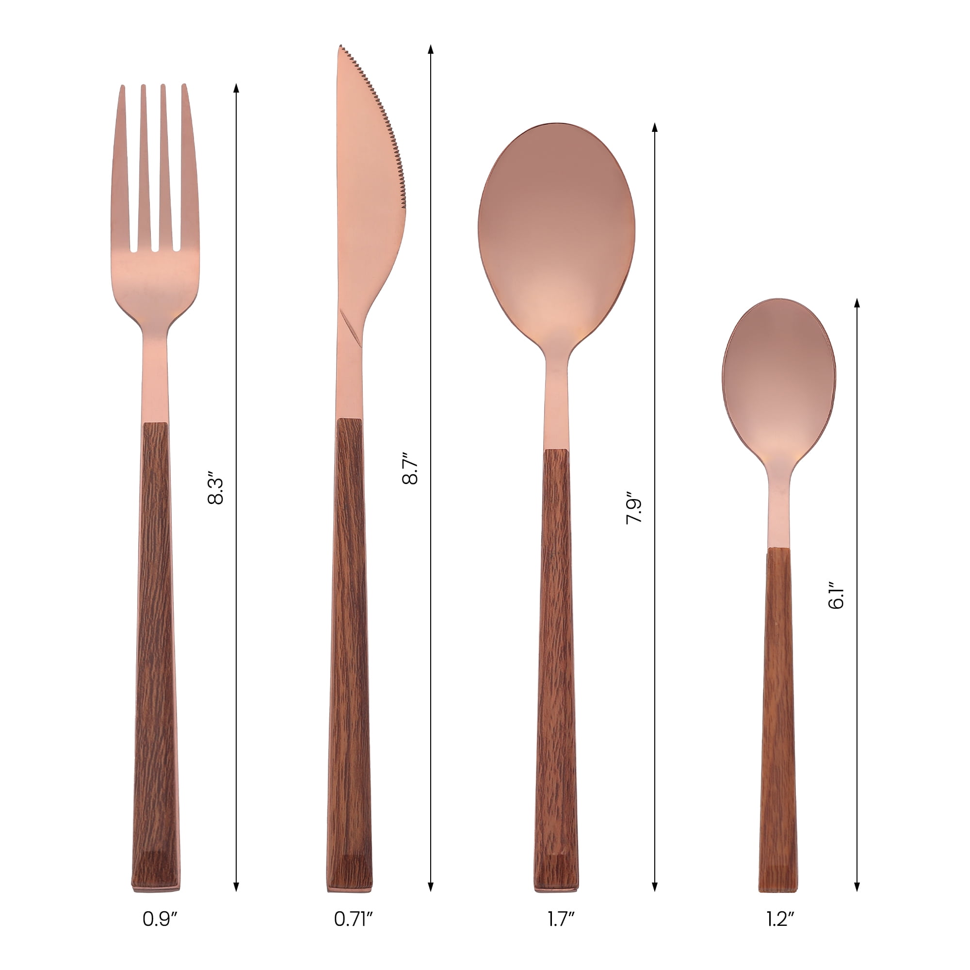 Unique Bargains Silverware Set Durable Stainless Steel Flatware Rose Gold 16 Pcs