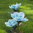 thumbnail image 3 of Enova Home Artificial Real Touch Magnolia Faux Flowers Arrangement in Glass Vase with Faux Water and River Rock for Home Office Wedding Decór (Blue), 3 of 4