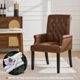 thumbnail image 2 of Leather Dining Chair with Arms, Upholstered Tufted High Back Dining Room Chairs, Accent Armchair with Solid Wood Leg and Nailhead Trim, Bright Brown, 2 of 8