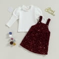 thumbnail image 2 of Okbabeha Toddler Baby Girl Fall Winter Clothes Ribbed Knitted Sweater Pullover Shirt Suspender Skirt Dress Christmas Outfits, 2 of 8