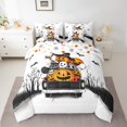 thumbnail image 2 of Feelyou Horror Ghost Child Bedding Comforter Set 7pcs, Pumpkin Bat Print Queen Bedding Sets, Gothic Halloween Theme Reversible Queen Sheet Sets, Lightweight Room Decor, 2 of 7