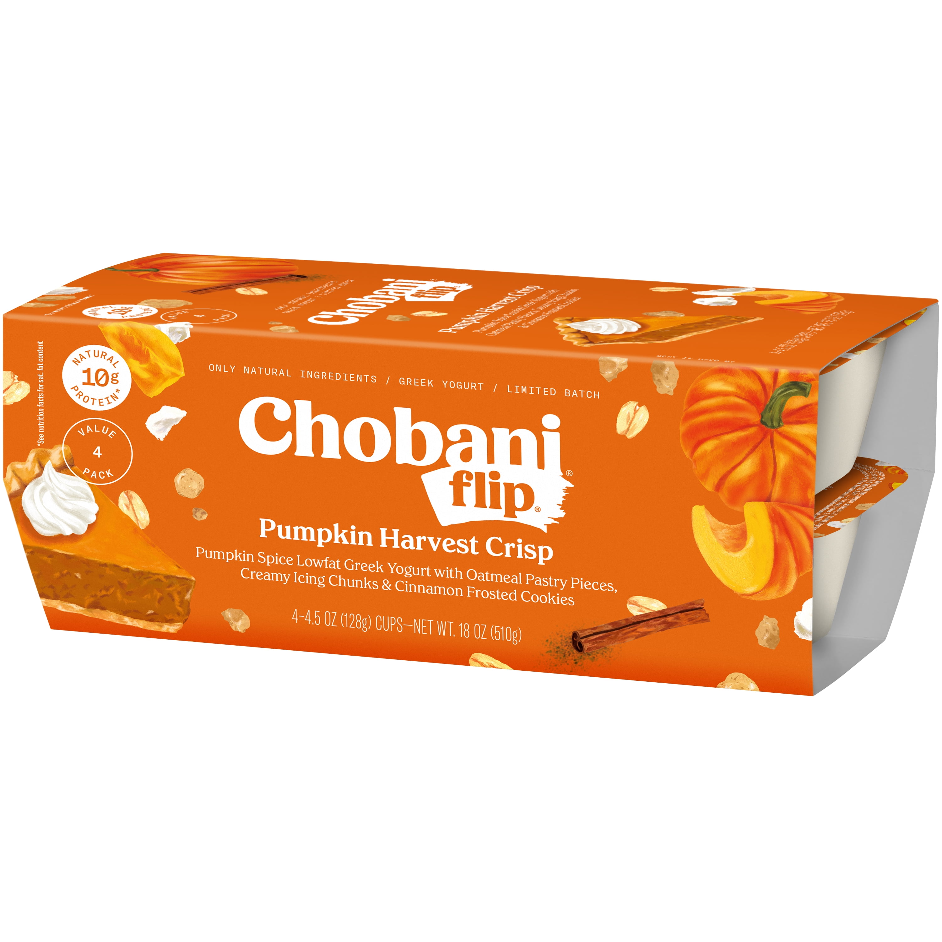 Chobani Flip Low-Fat Greek Yogurt Pumpkin Harvest Crisp 4.5oz 4PK