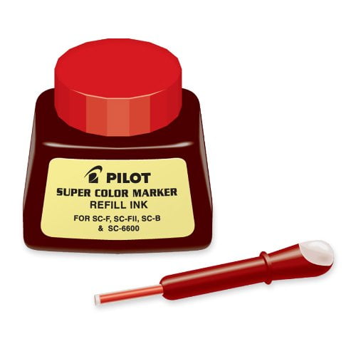 Pilot Super Color Permanent Marker Refill Ink, 1 Ounce Bottle with Dropper, Red Ink (43700)