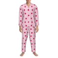 thumbnail image 3 of Salouo Strawberry And Heart Print Button-Front Long Sleeve Pajama Set for Men, Soft 2Pjs Men's Long Sleeve Sleepwear-Medium, 3 of 7