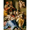 thumbnail image 2 of Nosadella 15x18 Black Ornate Wood Framed with Double Matting Museum Art Print Titled - Holy Family with Saints Anne, Catherine of Alexandria, and Mary Magdalene, 2 of 4