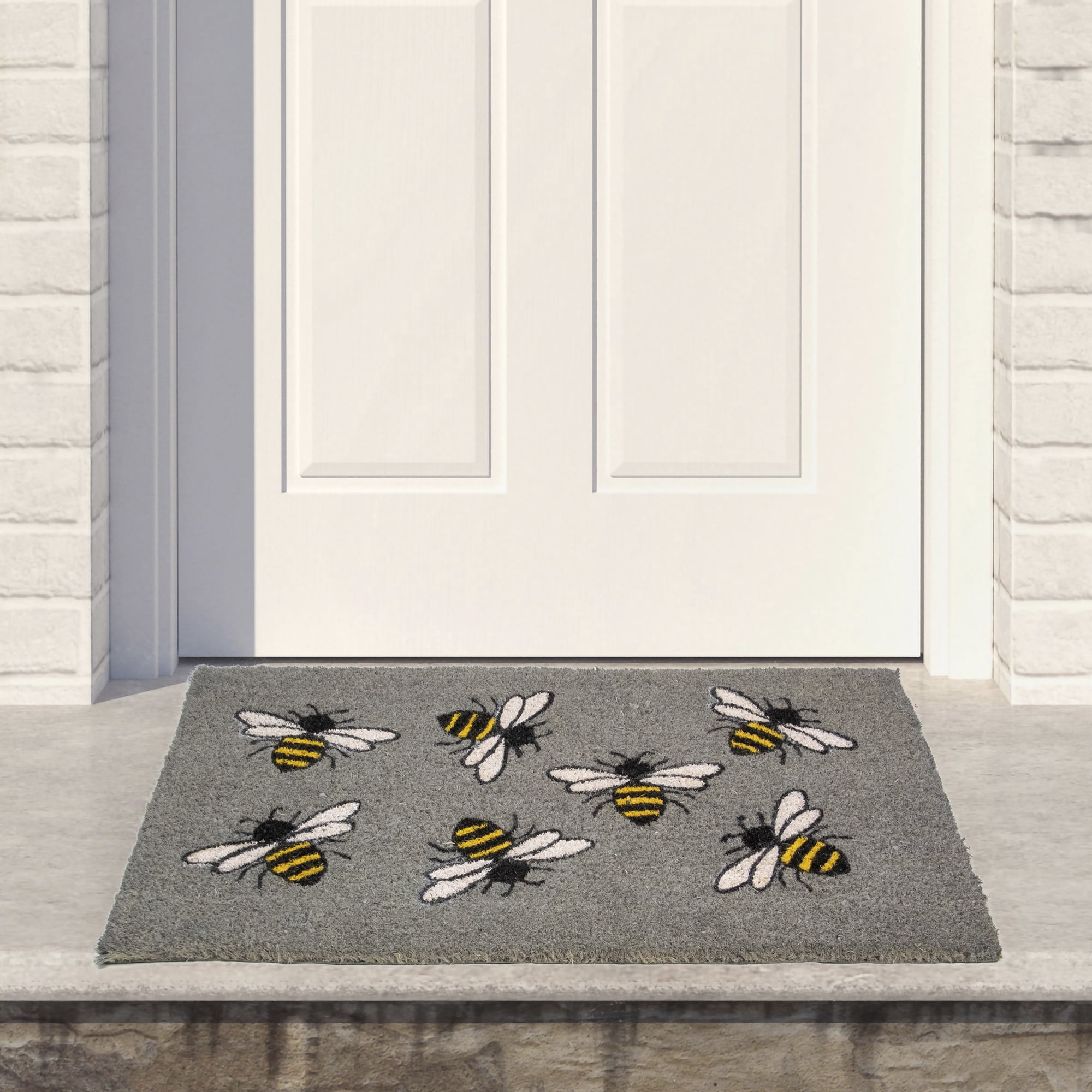 Northlight Natural Coir Outdoor Rectangular Bumble Bee Doormat 18" x 30"